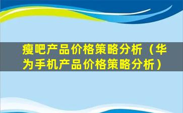 瘦吧产品价格策略分析（华为手机产品价格策略分析）