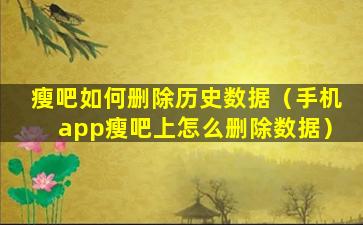 瘦吧如何删除历史数据（手机app瘦吧上怎么删除数据）