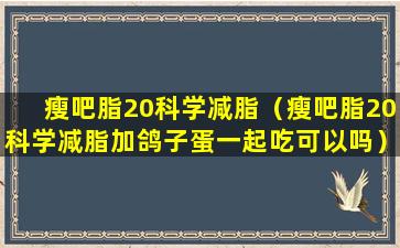 瘦吧脂20科学减脂（瘦吧脂20科学减脂加鸽子蛋一起吃可以吗）