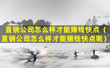 直销公司怎么样才能赚钱快点（直销公司怎么样才能赚钱快点呢）