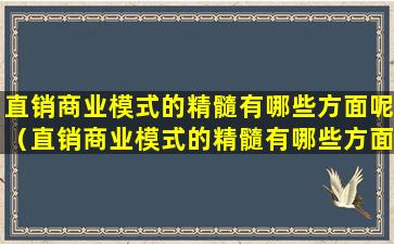 直销商业模式的精髓有哪些方面呢（直销商业模式的精髓有哪些方面呢英文）