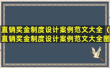 直销奖金制度设计案例范文大全（直销奖金制度设计案例范文大全图片）