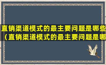 直销渠道模式的最主要问题是哪些（直销渠道模式的最主要问题是哪些问题）