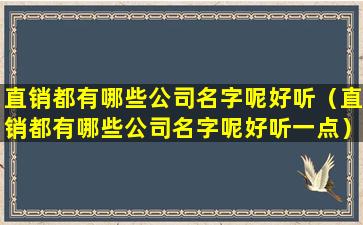 直销都有哪些公司名字呢好听（直销都有哪些公司名字呢好听一点）