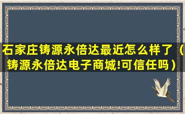 石家庄铸源永倍达最近怎么样了（铸源永倍达电子商城!可信任吗）