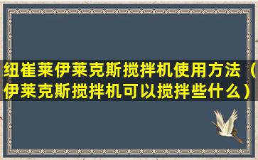 纽崔莱伊莱克斯搅拌机使用方法（伊莱克斯搅拌机可以搅拌些什么）