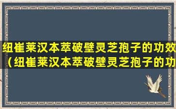 纽崔莱汉本萃破壁灵芝孢子的功效（纽崔莱汉本萃破壁灵芝孢子的功效多少钱）