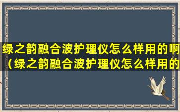 绿之韵融合波护理仪怎么样用的啊（绿之韵融合波护理仪怎么样用的啊多少钱）