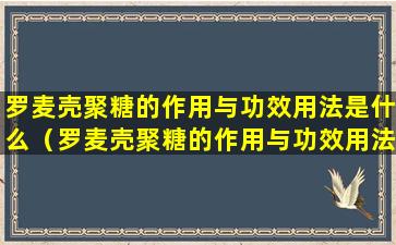 罗麦壳聚糖的作用与功效用法是什么（罗麦壳聚糖的作用与功效用法是什么意思）