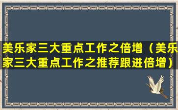 美乐家三大重点工作之倍增（美乐家三大重点工作之推荐跟进倍增）