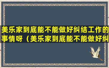 美乐家到底能不能做好纠结工作的事情呀（美乐家到底能不能做好纠结工作的事情呀英文）