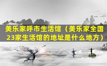 美乐家呼市生活馆（美乐家全国23家生活馆的地址是什么地方）