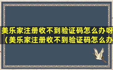 美乐家注册收不到验证码怎么办呀（美乐家注册收不到验证码怎么办呀怎么解决）