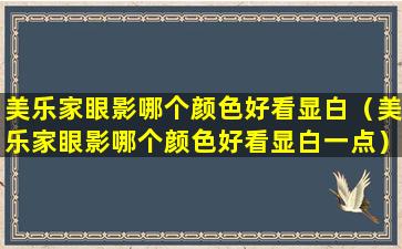 美乐家眼影哪个颜色好看显白（美乐家眼影哪个颜色好看显白一点）