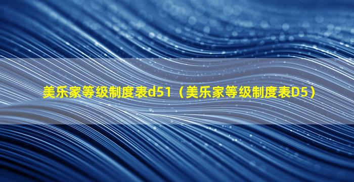 美乐家等级制度表d51（美乐家等级制度表D5）