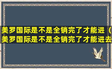 美罗国际是不是全销完了才能进（美罗国际是不是全销完了才能进去）