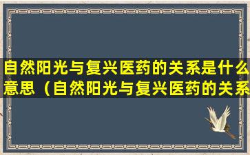 自然阳光与复兴医药的关系是什么意思（自然阳光与复兴医药的关系是什么意思啊）