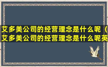 艾多美公司的经营理念是什么呢（艾多美公司的经营理念是什么呢英语）