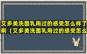 艾多美洗面乳用过的感受怎么样了啊（艾多美洗面乳用过的感受怎么样了啊视频）