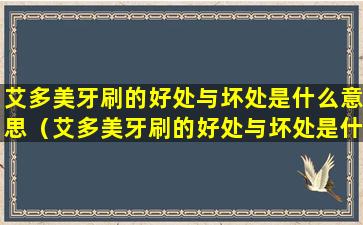 艾多美牙刷的好处与坏处是什么意思（艾多美牙刷的好处与坏处是什么意思啊）