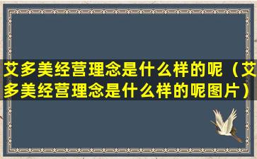 艾多美经营理念是什么样的呢（艾多美经营理念是什么样的呢图片）