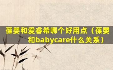 葆婴和爱睿希哪个好用点（葆婴和babycare什么关系）