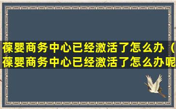 葆婴商务中心已经激活了怎么办（葆婴商务中心已经激活了怎么办呢）