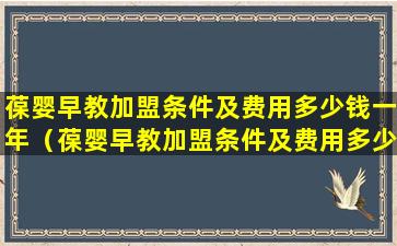 葆婴早教加盟条件及费用多少钱一年（葆婴早教加盟条件及费用多少钱一年呢）