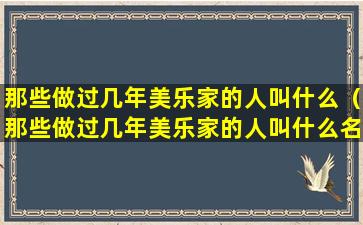 那些做过几年美乐家的人叫什么（那些做过几年美乐家的人叫什么名字）