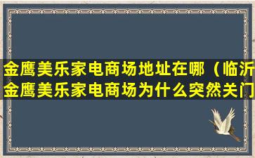 金鹰美乐家电商场地址在哪（临沂金鹰美乐家电商场为什么突然关门）